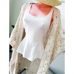 New EXPRESS stretchy curve flattering peplum tank top layering essential L